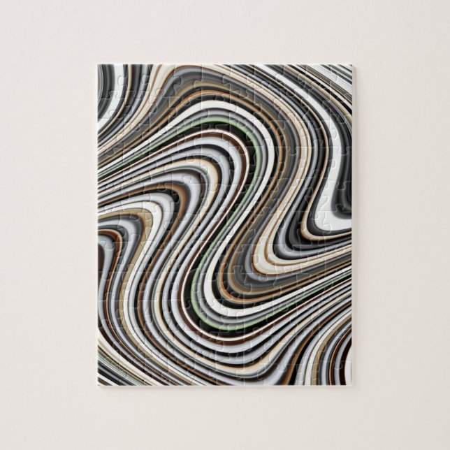 Vågigt Linjer - Light Brown/Sand/Beige/Turquise/Bl Pussel (Vertikal)