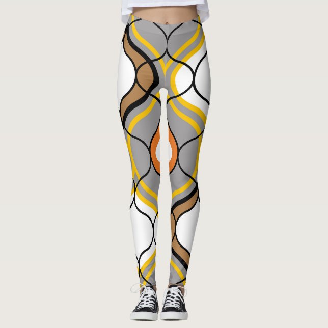 Vågigt linjer, sömlöst geometriskt mönster. leggings (Framsida)