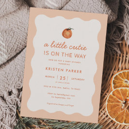 Vågigt Little Cutie Tangerine Baby Shower-inbjudan Inbjudningar
