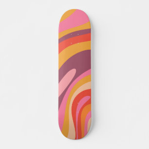 Vågigt Loops Groovy Retro Abstrakt Mönster Mini Skateboard Bräda 18,5 Cm