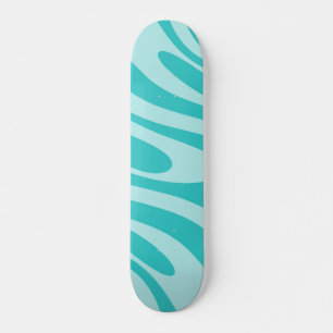 Vågigt Loops Retro Abstrakt Mönster i Aqua Teal Mini Skateboard Bräda 18,5 Cm