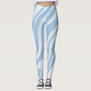 Vågigt Loops Retro Abstrakt Mönster Powder Blue Leggings