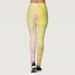 Vågigt Magic Sand GreenLeaf Linjer Seamless Mönste Leggings