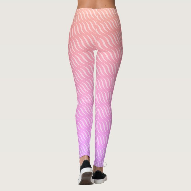 Vågigt Magic Two Tone Färg Linjer Seamless Mönster Leggings (Baksida)