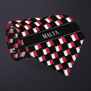 Vågigt Malta Flagga Mönster Slips