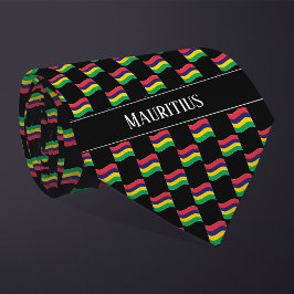 Vågigt Mauritius Flagga Mönster Slips