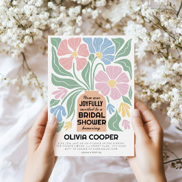 Vågigt Möhippan Retro Boho Colorful Blommigt Inbjudningar