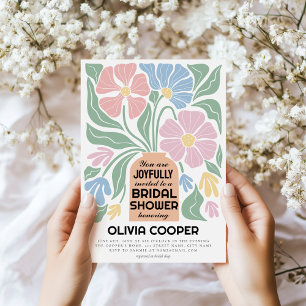 Vågigt Möhippan Retro Boho Colorful Blommigt Inbjudningar