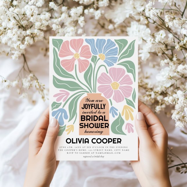 Vågigt Möhippan Retro Boho Colorful Blommigt Inbjudningar (Skapare uppladdad)