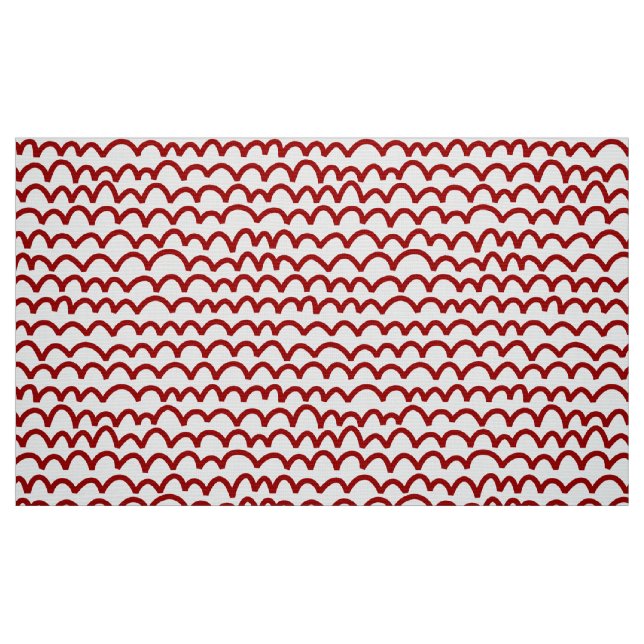 Vågigt Mönster - Ruby Red on White Tyg (Fat Quarter)