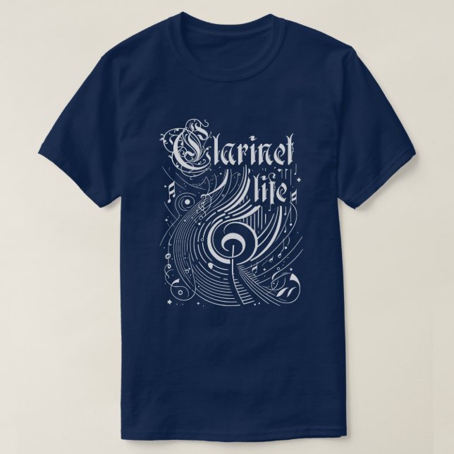 Vågigt Music Clarinet Life T Shirt (Design framsida)