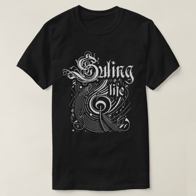 Vågigt Music Suling Life T Shirt (Design framsida)