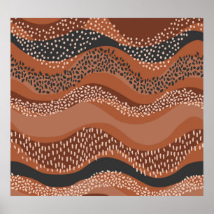 Vågigt Naturligt geoo: Minimalistiskt sjölöst. Poster