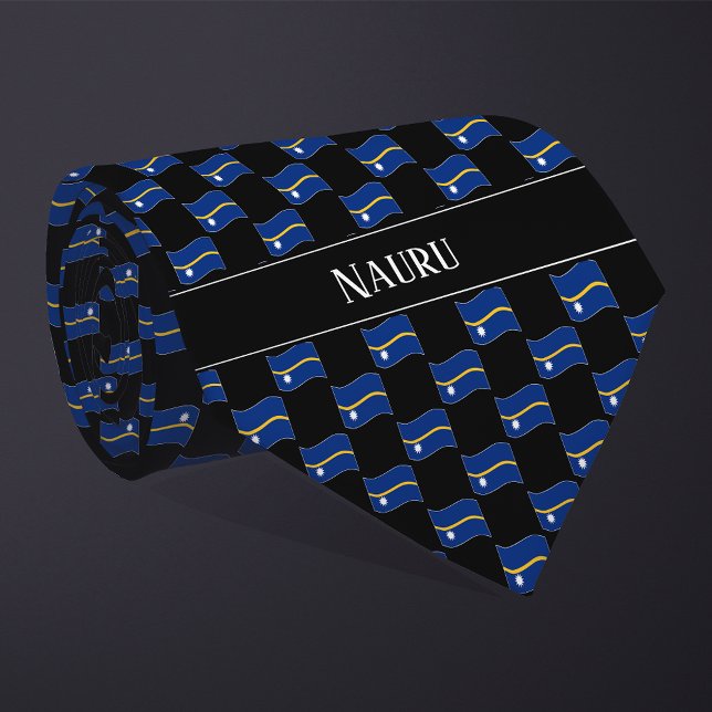 Vågigt Nauru Flagga Mönster Slips (Skapare uppladdad)