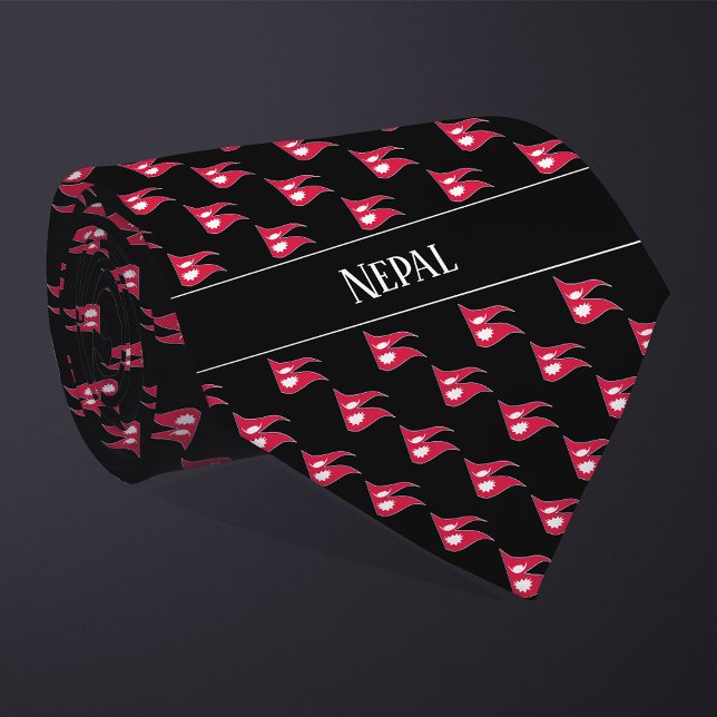 Vågigt Nepal Flagga Mönster Slips (Skapare uppladdad)
