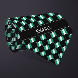 Vågigt Nigeria Flagga Mönster Slips