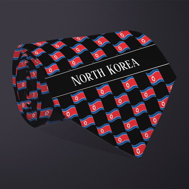 Vågigt Nordkorea Flagga Mönster Slips (Skapare uppladdad)