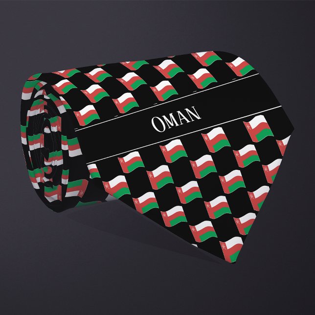 Vågigt Oman Flagga Mönster Slips (Skapare uppladdad)