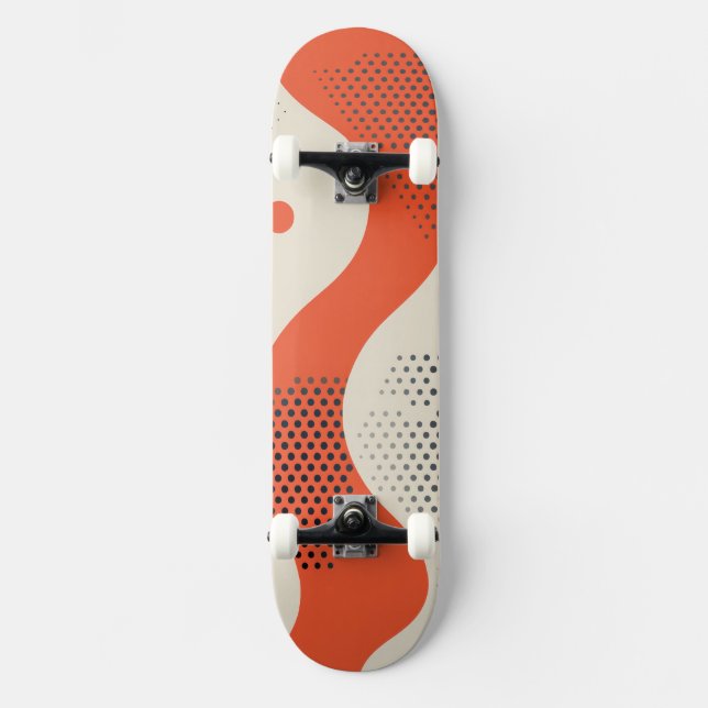 Vågigt orangens form med svarta punkter mini skateboard bräda 18,5 cm (Framsida)