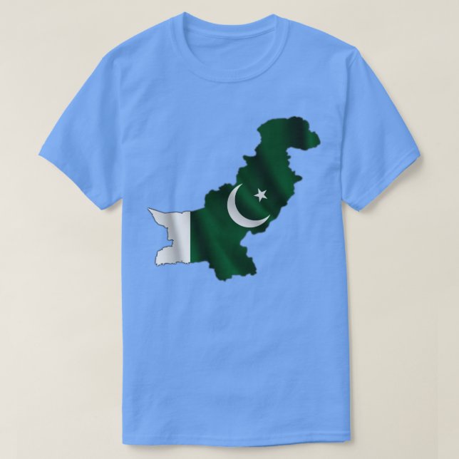 Vågigt Pakistans Flagga i Karta i Pakistan T Shirt (Design framsida)