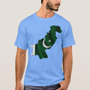 Vågigt Pakistans Flagga i Karta i Pakistan T Shirt