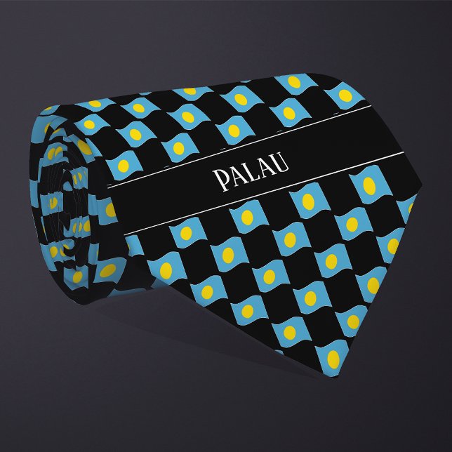 Vågigt Palau Flagga Mönster Slips (Skapare uppladdad)