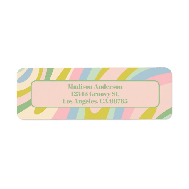 Vågigt pastel Abstrakt Mönster Returadress Etikett (Framsidan)