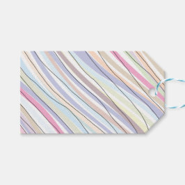 Vågigt Pastel Färg Presentetikett