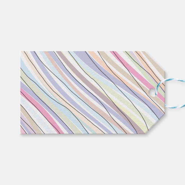 Vågigt Pastel Färg Presentetikett (Framsidan (Horisontell))