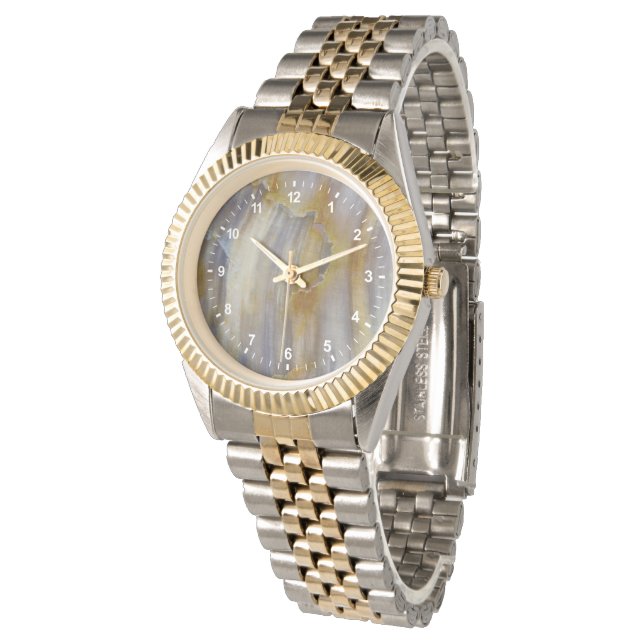 Vågigt Petrified Wood Armbandsur (Vinklad)