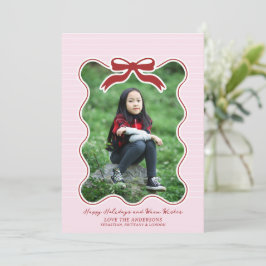 Vågigt Ram Bow Streck Helgdag Card-jul Julkort