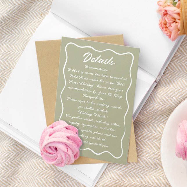 Vågigt Ram Hand plockade-skript Oliv grönt Tilläggskort (Skapare uppladdad)