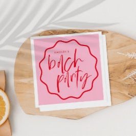 Vågigt Ram Red and Rosa Bachelorette Favor Pappersservett