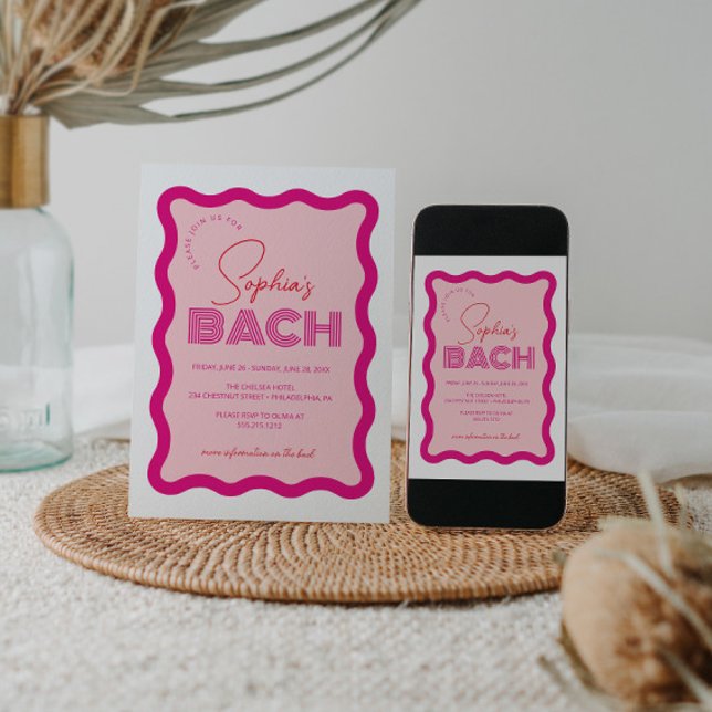 Vågigt Ram Retro Bachelorette Helg Itinerary Inbjudningar (Skapare uppladdad)