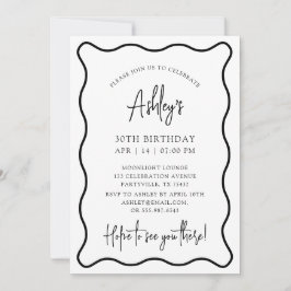 vågigt ram, vågigt gräns, födelsedagsfest inbjudan