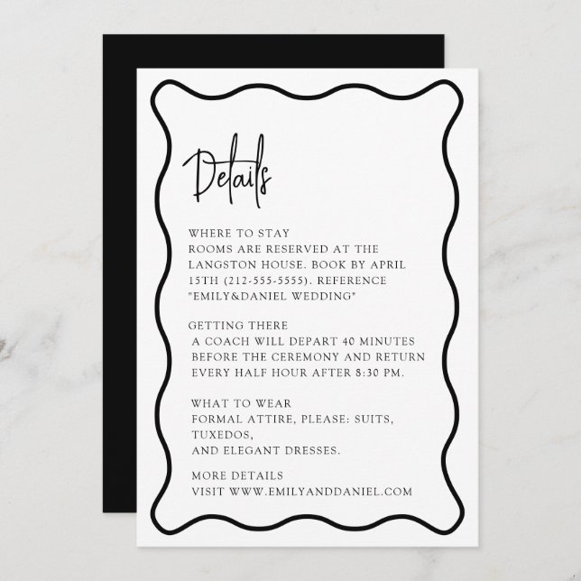 Vågigt ram, vågigt gräns, modernt detaljkort spara datumet (Fram/baksida)