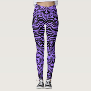 Vågigt Rand Black Lila Leggings eller Välj Färg
