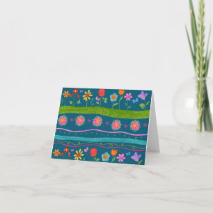 Vågigt Rand Blommigt Notecard (tomt inuti) Kort