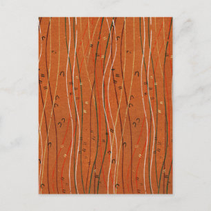 Vågigt Red Rand: Modern japansk Abstrakt Art Vykort