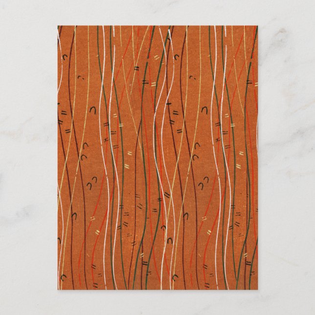 Vågigt Red Rand: Modern japansk Abstrakt Art Vykort (Framsida)