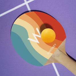 Vågigt Retro Stripe Monogram Personligt Pingisracket