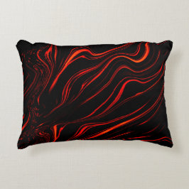 Vågigt röda långa spår över svart bakgrund prydnadskudde