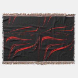 Vågigt röda linjer på svart bakgrund filt