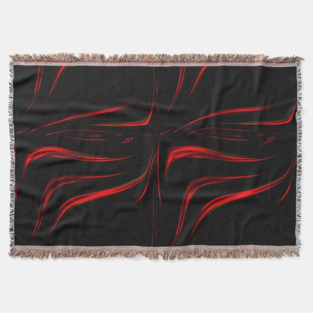 Vågigt röda linjer på svart bakgrund filt (Framsidan)