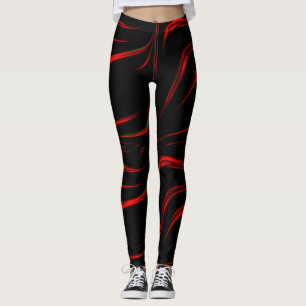 Vågigt röda linjer på svart bakgrund leggings