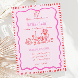 Vågigt rödbladet Hand plockade Bröllop Inbjudningar