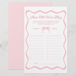 Vågigt Rosa Bow Baby Shower gissa åldersmatchen