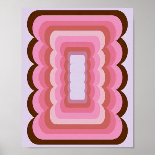 Vågigt Rosa för Retro-Abstrakt Poster