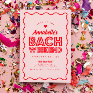 Vågigt Rosa Ljus Bachelorette Helg Itinerary Inbjudningar