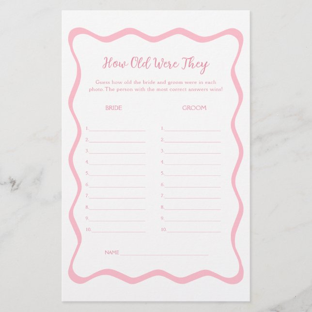 Vågigt Rosa Möhippa Gissa åldersmatchen (Framsida)